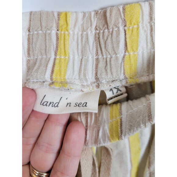 Land n' Sea Womens Plus Size Cropped Linen Blend Pants Size 1X - Picture 4 of 6